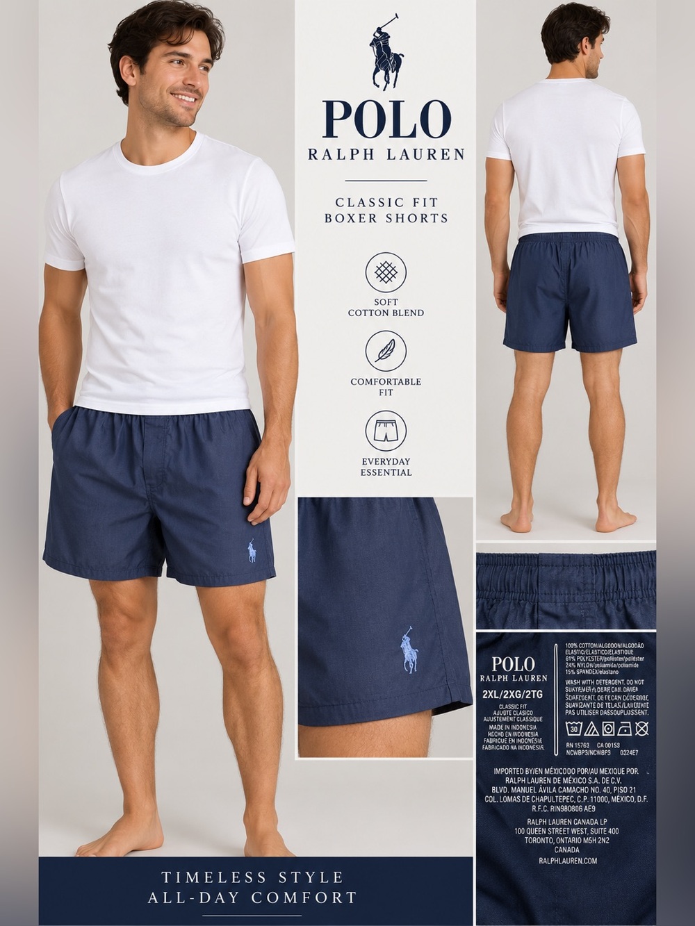 Polo Ralph Lauren Men’s Classic Fit Boxer Shorts Navy 2XL
